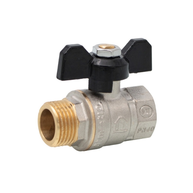 Mosadzný guľový ventil 1/2" MF, motýľ (ERMETIQ)