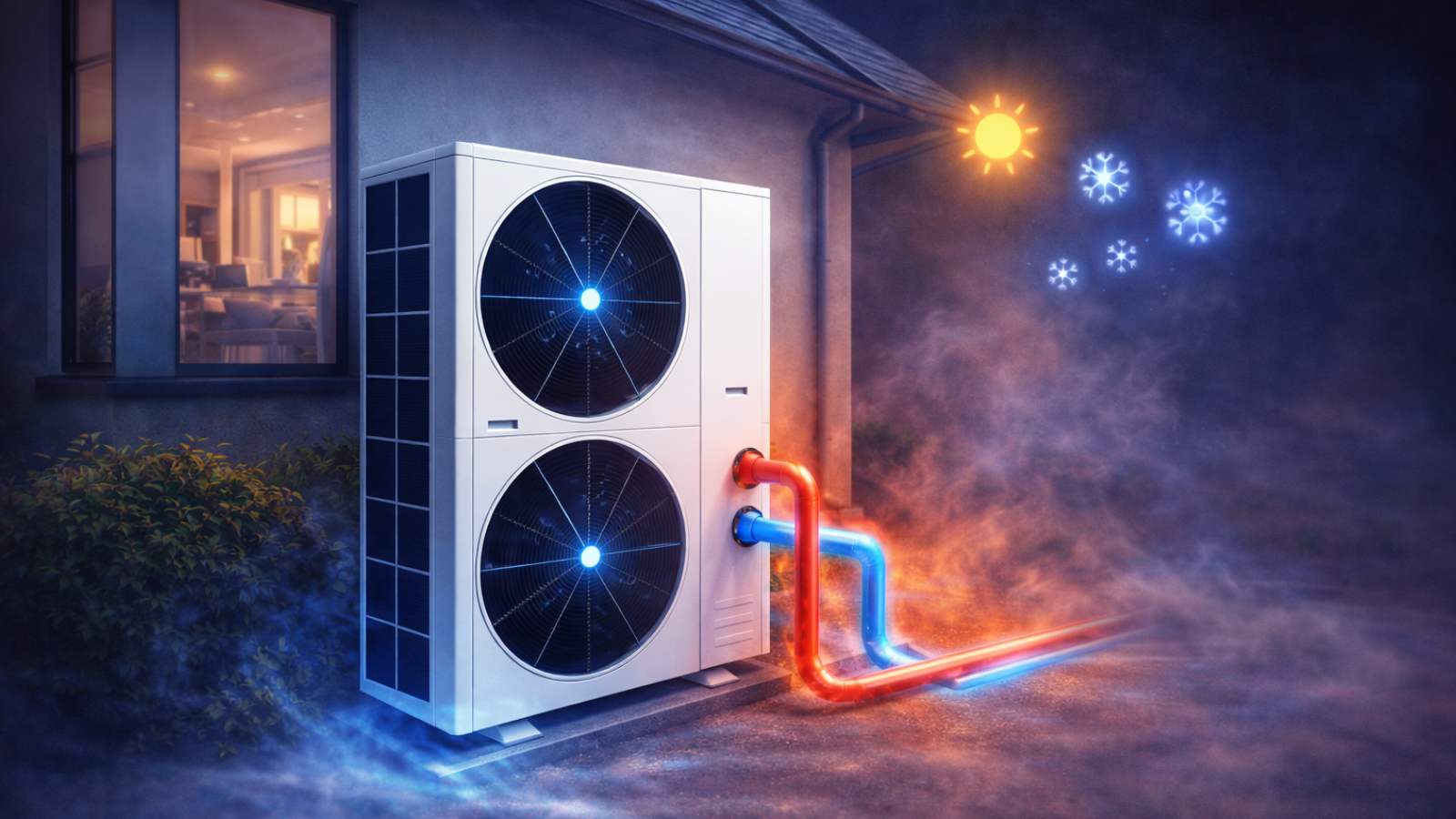 Tepelné čerpadlo vzduch-voda – vonkajšia jednotka pri rodinnom dome