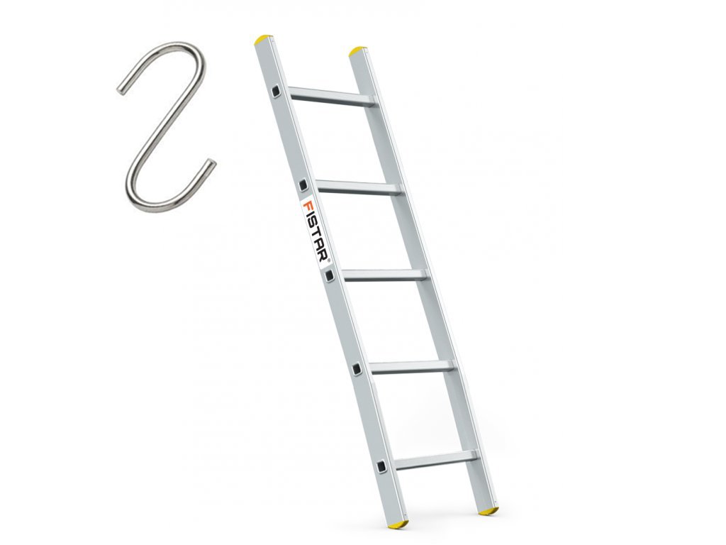 Profesionálny rebrík 1x5 hliníkový, 1-dielny, pracovná výška do 2,44 m, FISTAR