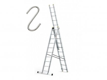 Profesionálny rebrík 3x10 hliníkový, 3-dielny, pracovná výška do 6,83 m, FISTAR