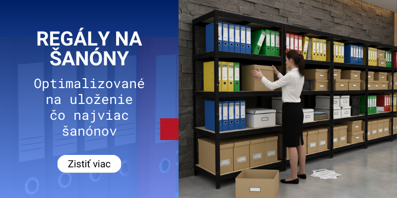 Kovové regály na šanóny