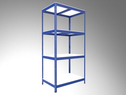 Kovový regál do dielne Biedrax 50 x 60 x 180 cm, modrý - 4 police biele lamino 12mm