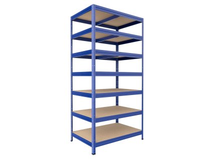 Regál do technickej miestnosti Biedrax 45 x 90 x 210 cm, modrý, 7 políc MDF, nosnosť 200 kg na policu