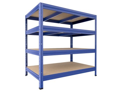kovový regál bezskrutkový Biedrax 35 x 90 x 120 cm, modrý - 4 police MDF, 300 kg