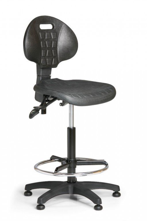 Pracovná stolička PUR Biedrax Z9769 - s oporným kruhom a klzákmi