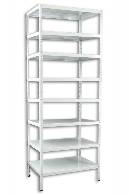 Skrutkovaný regál na šanóny Biedrax 45 x 130 x 300 cm, biely - 8 polic