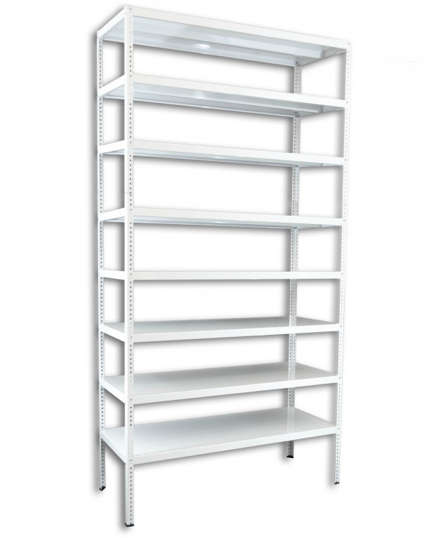 Skrutkovaný regál na šanóny Biedrax 75 x 130 x 300 cm, biely - 8 polic