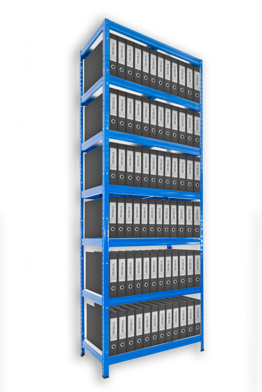 Regál na šanóny bezskrutkový Biedrax 35 x 90 x 270 cm, modrý - 7 políc MDF