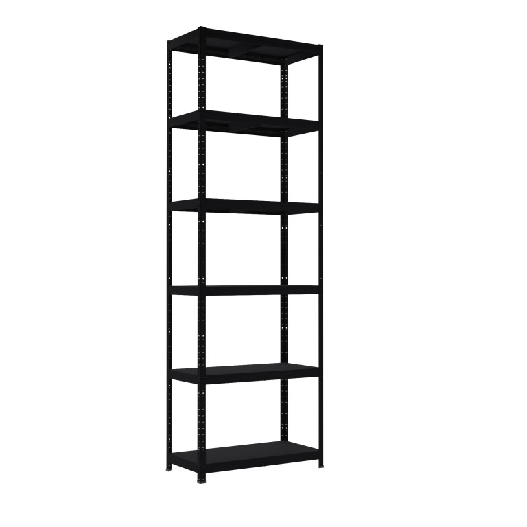 Kovový regál na šanóny Biedrax 40 x 80 x 210 cm, čierny - 6 políc kovových