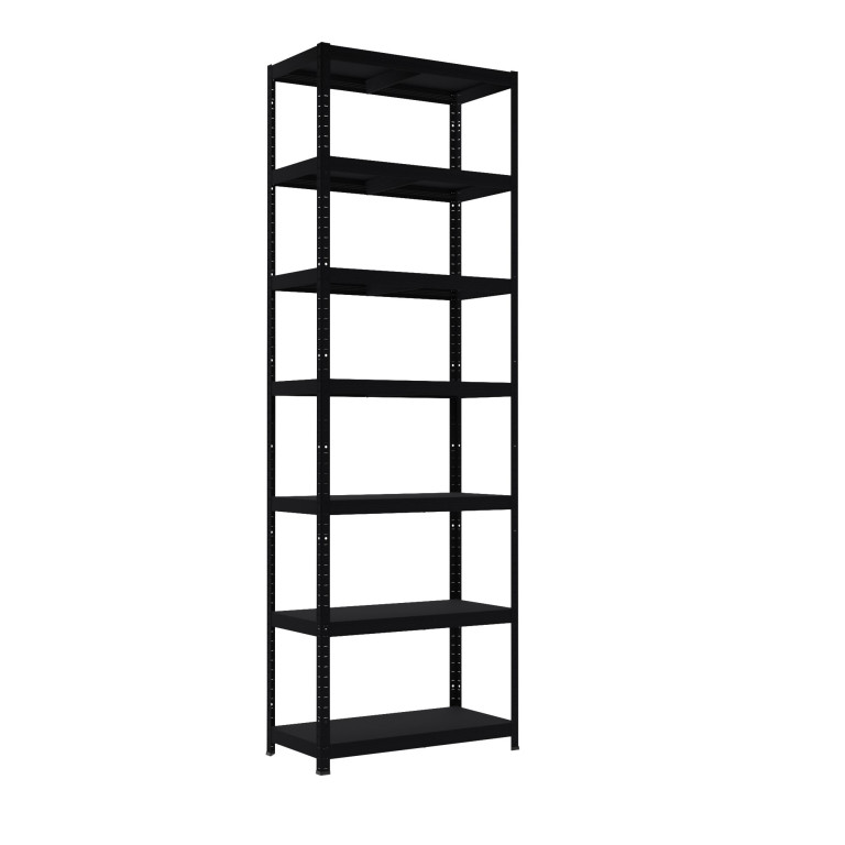 Kovový regál na šanóny Biedrax 40 x 100 x 270 cm, čierny - 7 políc kovových