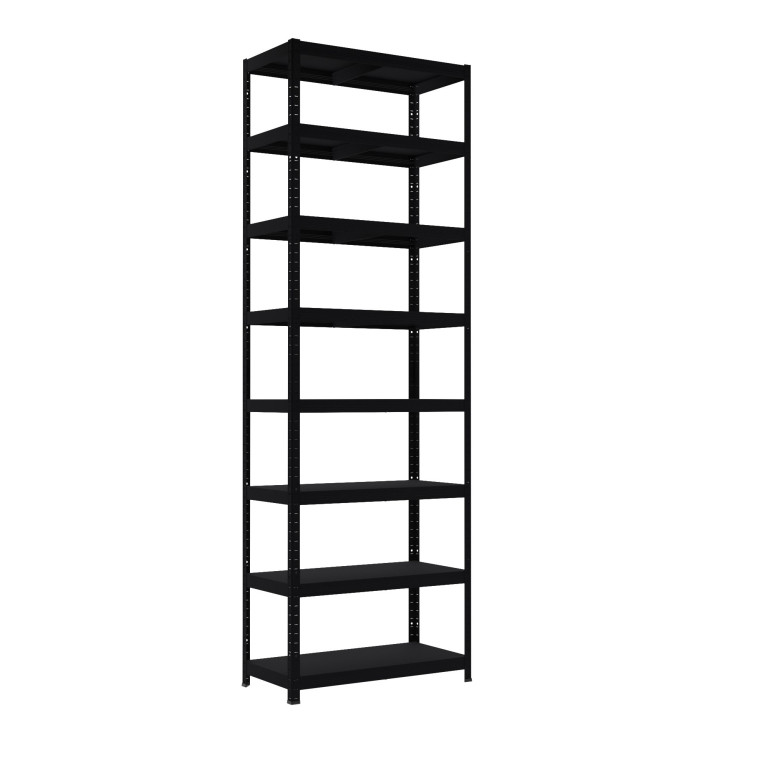 Kovový regál do garáže Biedrax 40 x 90 x 210 cm, čierny - 8 políc kovových