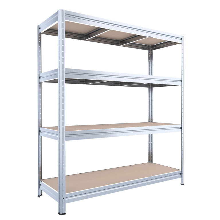 Veľký policový regál Biedrax 60 x 240 x 177 cm, 4 police - zinok/MDF 6 mm, 300 kg/pol.