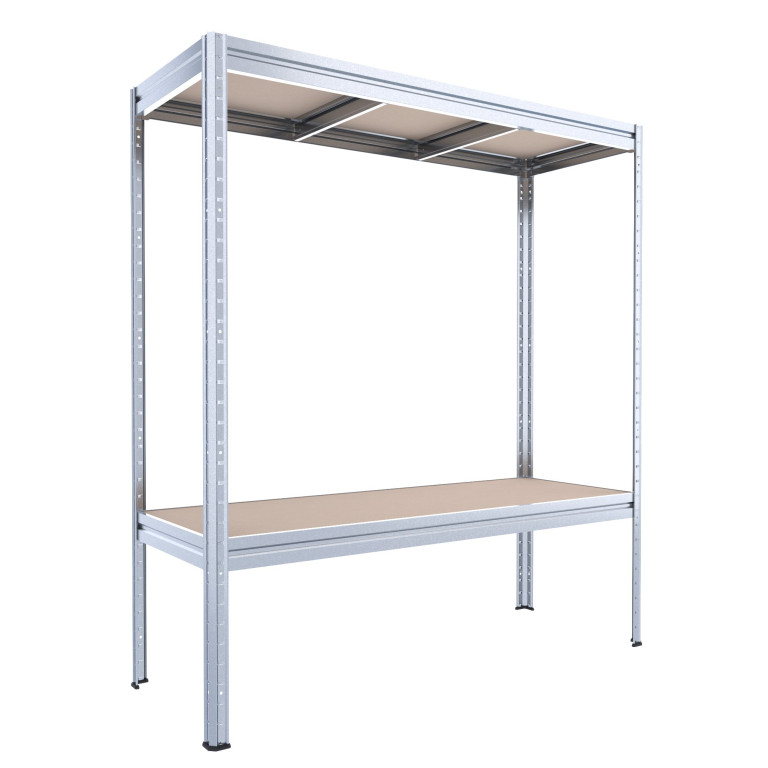 Veľký policový regál Biedrax 60 x 160 x 177 cm, 2 police - zinok/MDF 6 mm, 400 kg/pol.