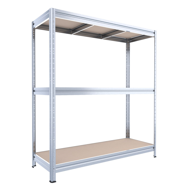 Veľký policový regál Biedrax 60 x 240 x 177 cm, 3 police - zinok/MDF 6 mm, 300 kg/pol.