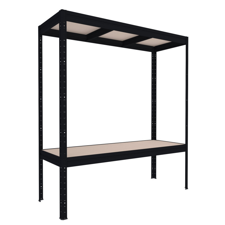 Veľký policový regál Biedrax 60 x 160 x 177 cm, 2 police - čierny/MDF 6 mm, 400 kg/pol.