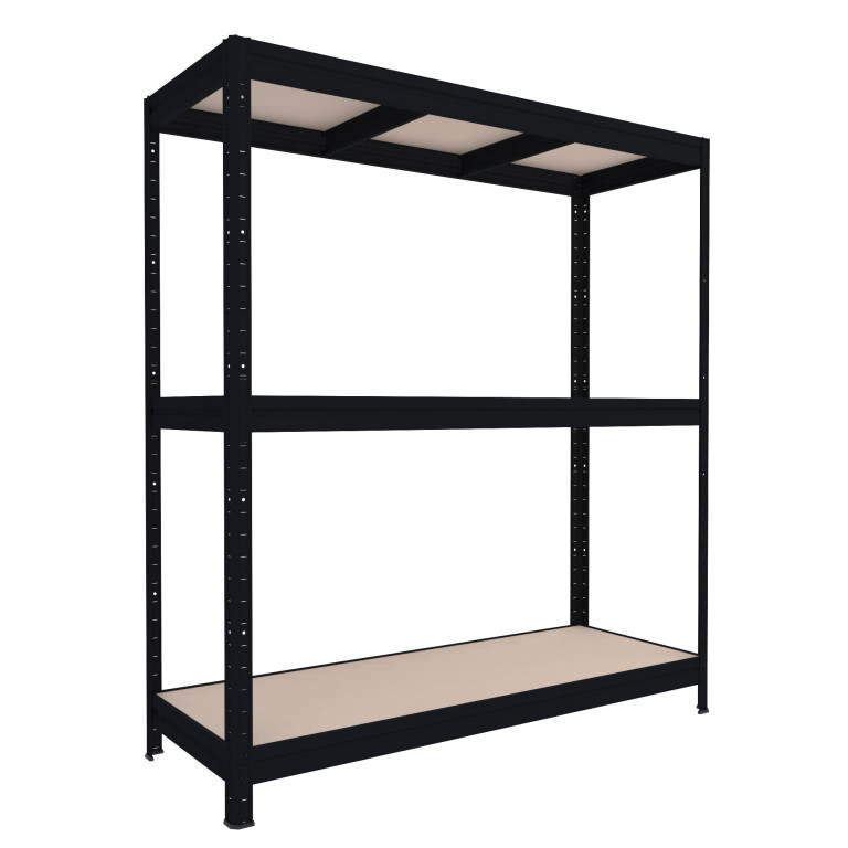 Veľký policový regál Biedrax 60 x 160 x 177 cm, 3 police - čierny/MDF 6 mm, 400 kg/pol.
