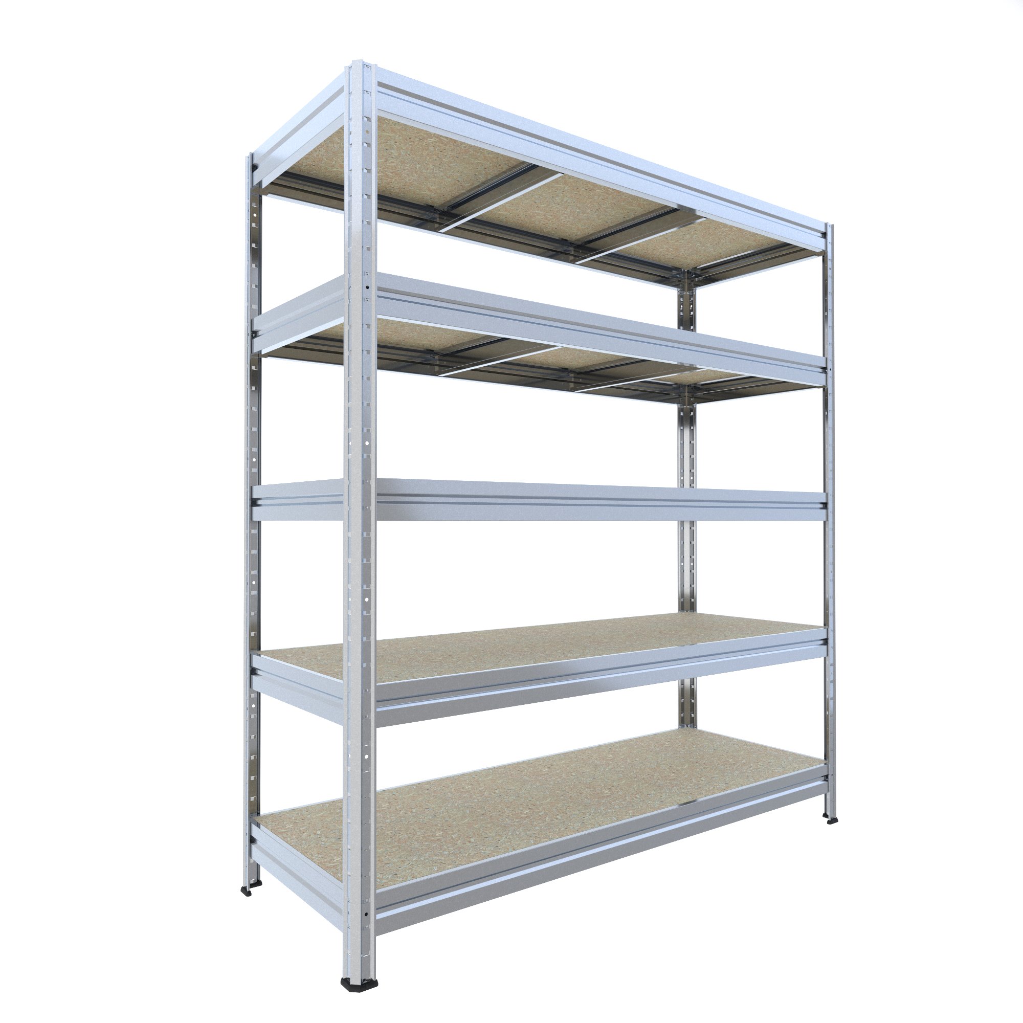 Veľký policový regál Biedrax 60 x 240 x 177 cm, 5 políc - zinok/drevotrieska JSD 10 mm, 300 kg/pol.