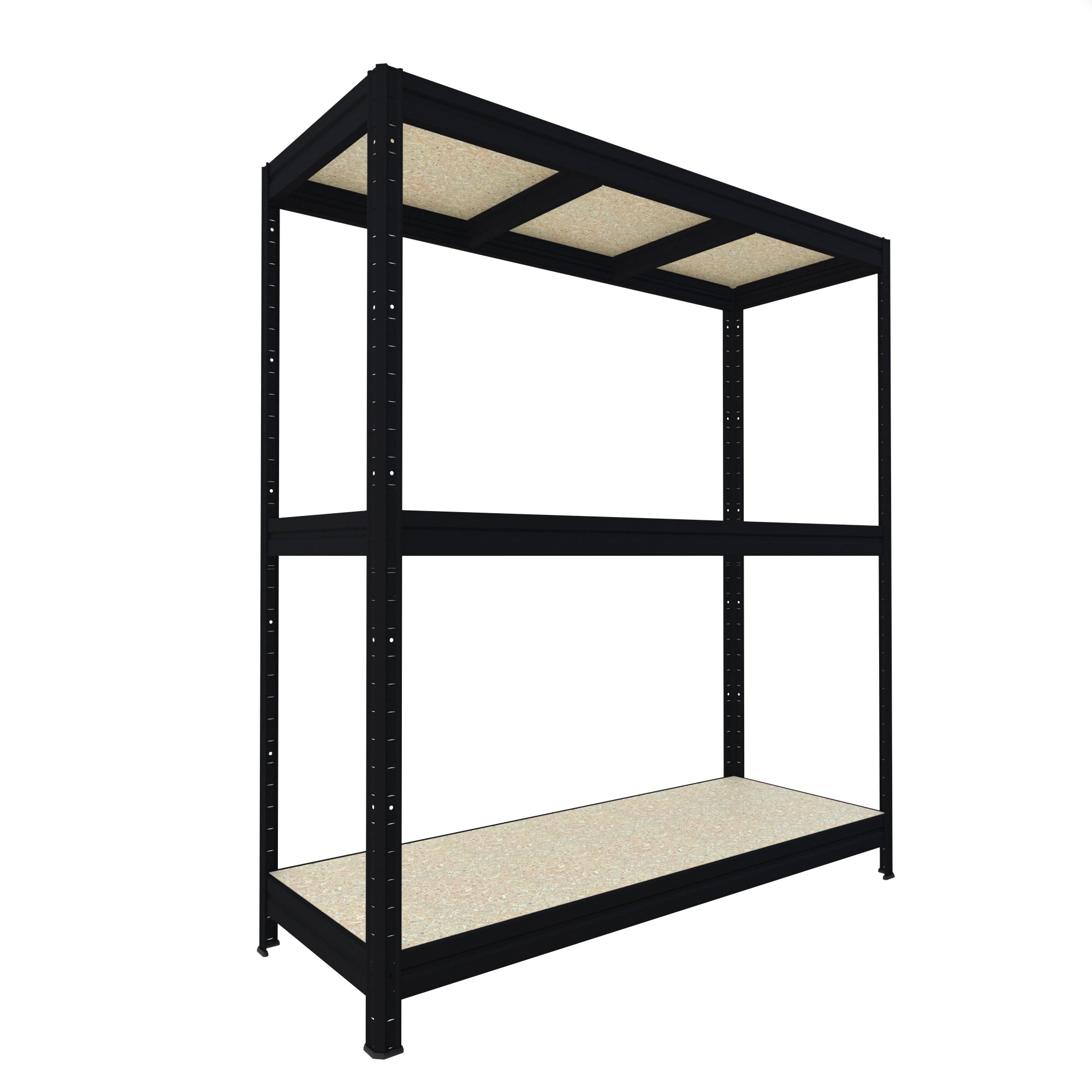 Veľký policový regál Biedrax 60 x 160 x 177 cm, 3 police - čierny/drevotrieska JSD 10 mm, 400 kg/pol.