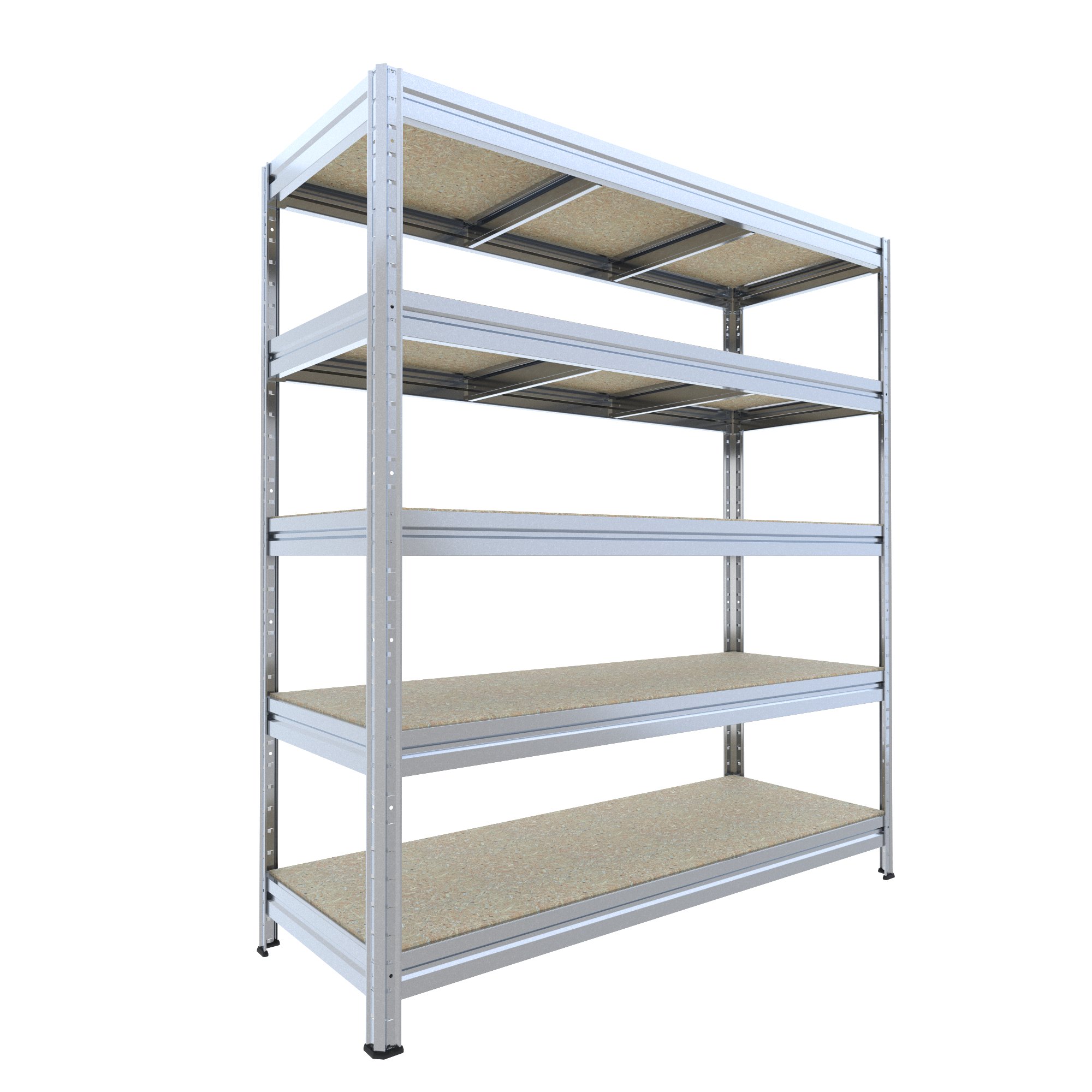 Veľký policový regál Biedrax 60 x 200 x 177 cm, 5 políc - zinok/drevotrieska JSD 15 mm, 350 kg/pol.