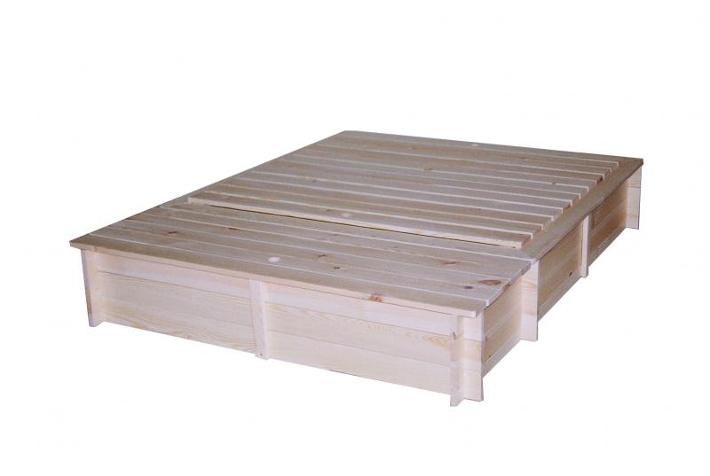 Pieskovisko drevené s lavičkami, krytom a boxom na hračky Biedrax 140 x 185 x 30 cm Farba: Prírodné