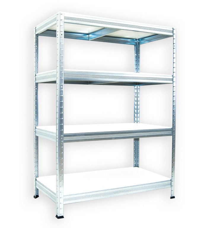 Kovový regál do garáže Biedrax 50 x 75 x 120 cm, pozinkovaný - 4 police biele lamino 12mm