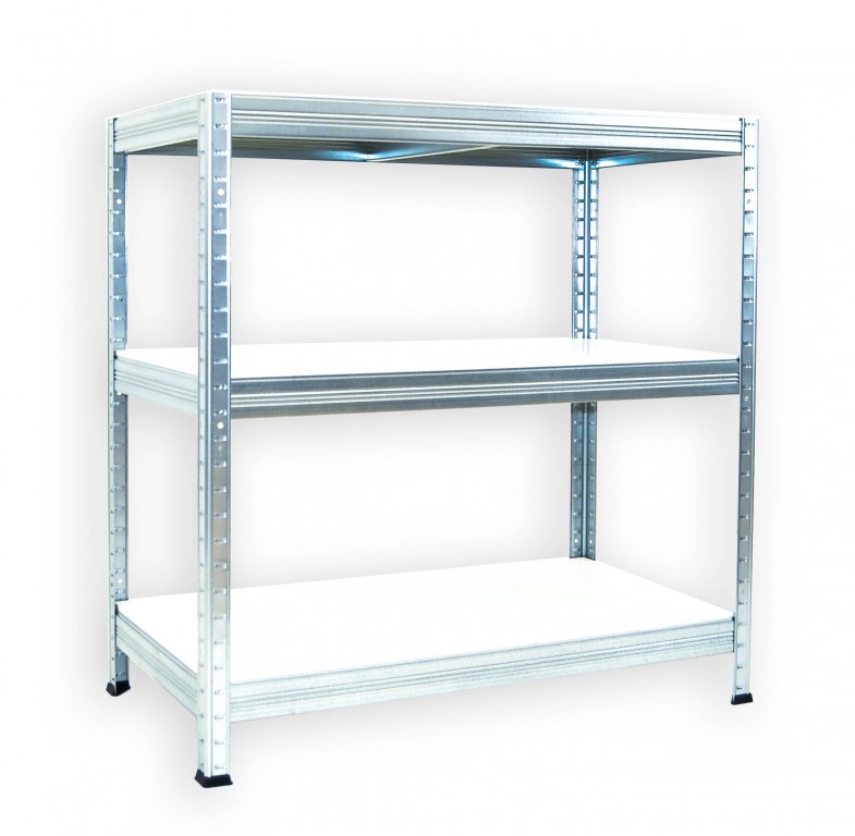 Kovový regál do garáže Biedrax 60 x 60 x 120 cm, pozinkovaný - 3 police biele lamino 12mm