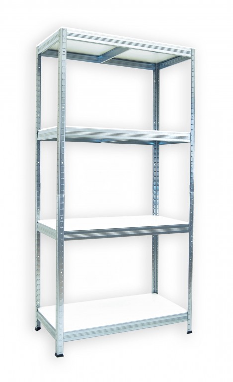 Kovový regál do garáže Biedrax 60 x 75 x 180 cm, pozinkovaný - 4 police biele lamino 12mm