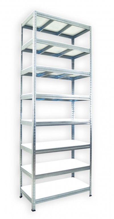 Kovový regál do špajze Biedrax 45 x 120 x 270 cm, pozinkovaný - 8 políc biele lamino 12mm