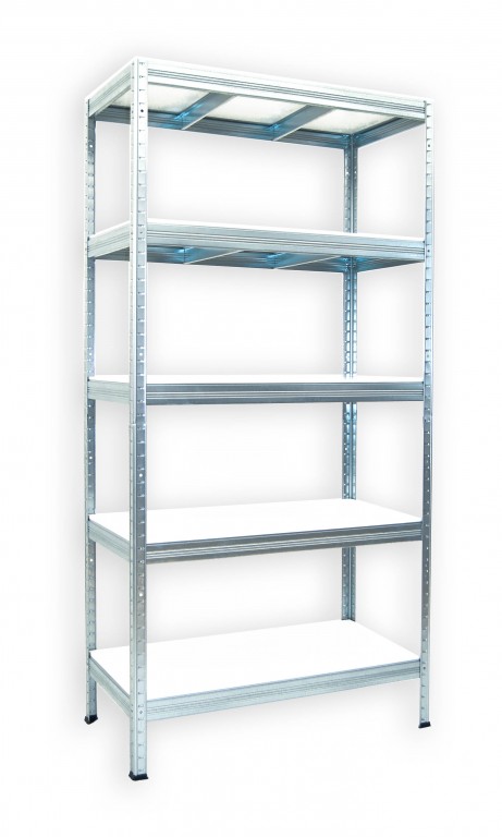 Kovový regál do špajze Biedrax 50 x 90 x 180 cm, pozinkovaný - 5 políc biele lamino 12mm, 275 kg
