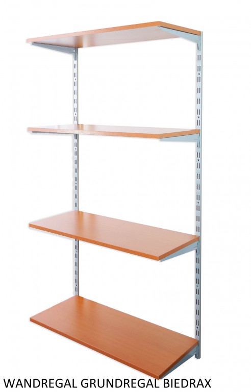 Nástenný regál základný 20 x 60 x 150 cm, strieborný - 4 police čerešňa