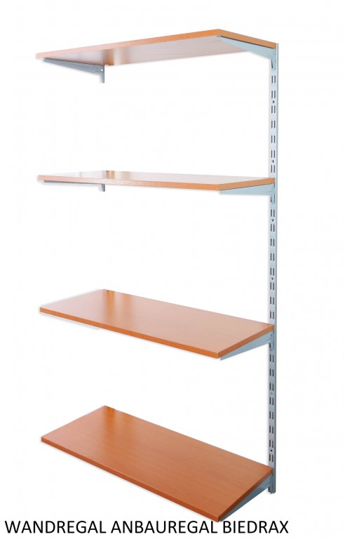 Nástenný regál prídavný 35 x 80 x 150 cm, strieborný - 4 police čerešňa