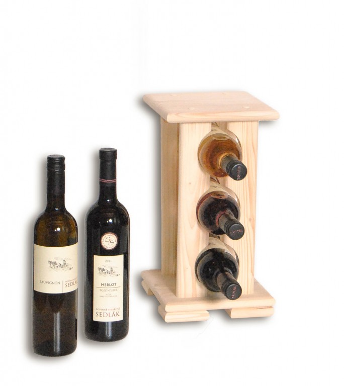 Drevený stojan na víno pre 3 fľaše - SV3