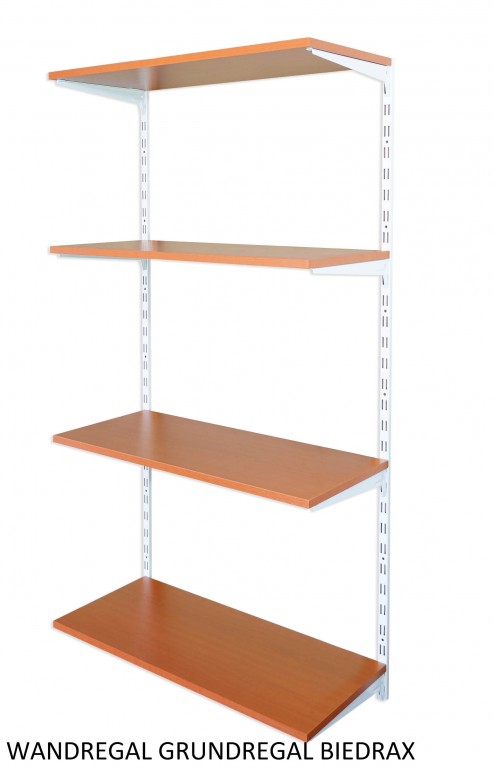 Nástenný regál základný 25 x 40 x 150 cm, biely - 4 police čerešňa