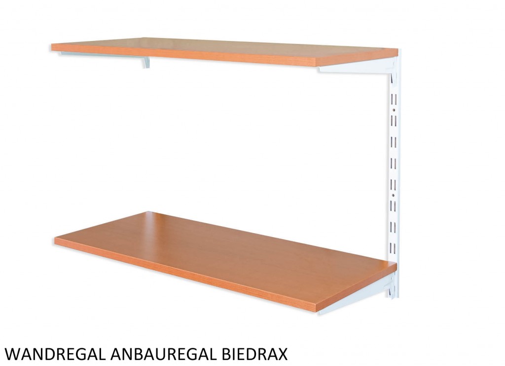 Nástenný regál prídavný 40 x 80 x 50 cm, biely - 2 police čerešňa