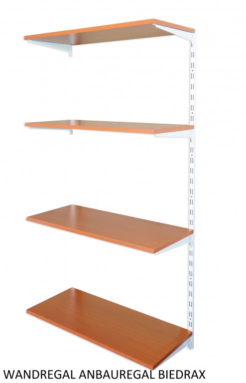 Nástenný regál prídavný 50 x 80 x 150 cm, biely - 4 police čerešňa