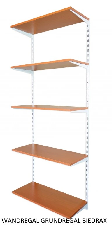 Nástenný regál základný 50 x 60 x 200 cm, biely - 5 políc čerešňa