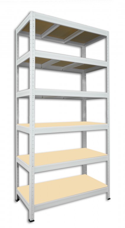 Kovový regál policový Biedrax 60 x 90 x 180 cm, biely - 6 políc MDF, 275kg