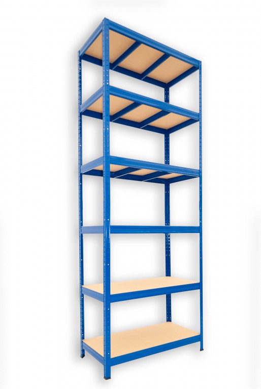 Kovový regál policový Biedrax 45 x 90 x 210 cm, modrý - 6 políc MDF, 275kg