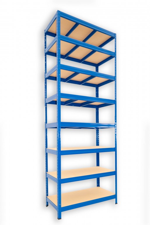 Kovový regál policový Biedrax 45 x 90 x 210 cm, modrý - 8 políc MDF, 275kg