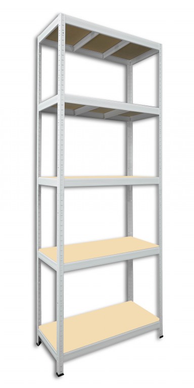 Kovový regál policový Biedrax 60 x 90 x 210 cm, biely - 5 políc MDF, 275kg