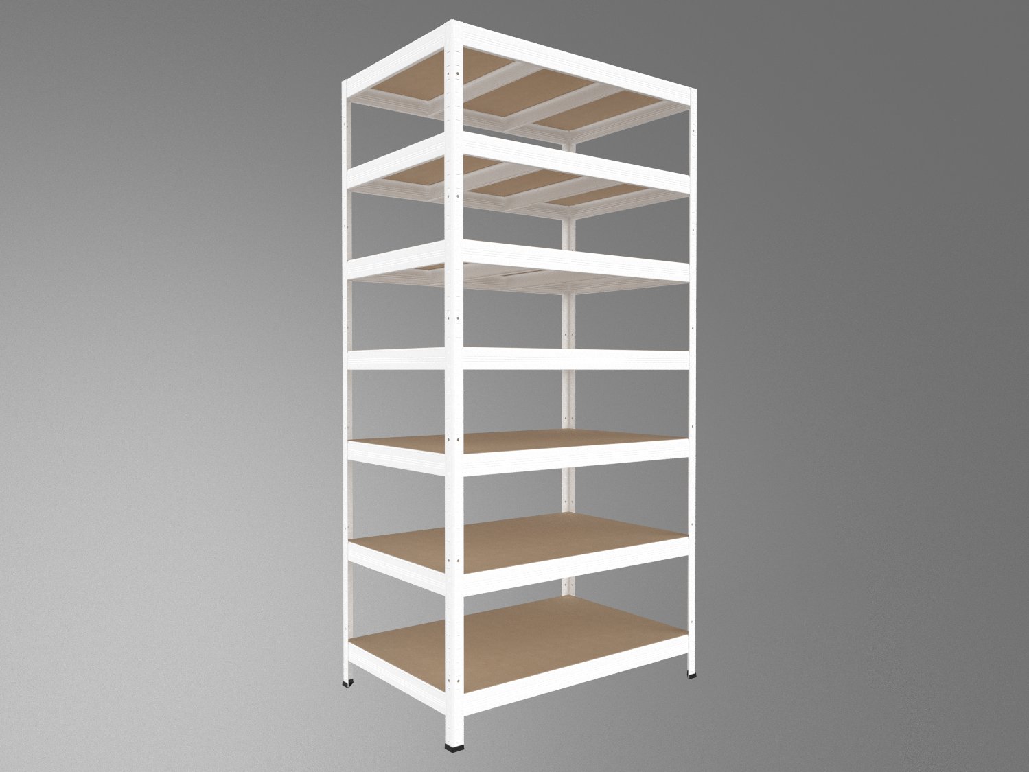 Kovový regál policový Biedrax 60 x 90 x 240 cm, biely - 7 políc MDF, 300 kg