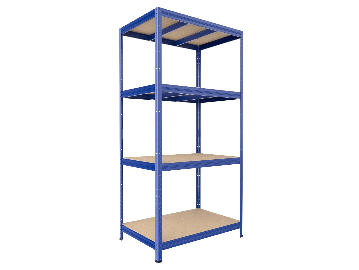 Kovový regál policový Biedrax 60 x 90 x 180 cm, modrý - 4 police MDF, 300 kg