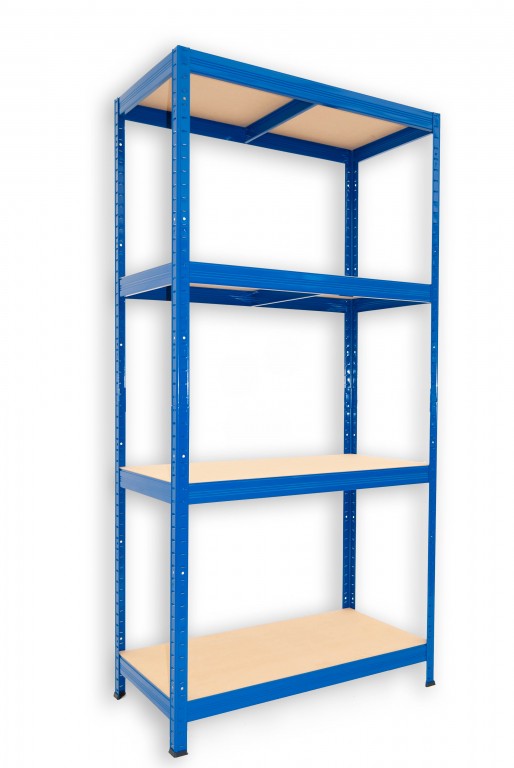 Kovový regál policový Biedrax 45 x 90 x 180 cm, modrý - 4 police MDF