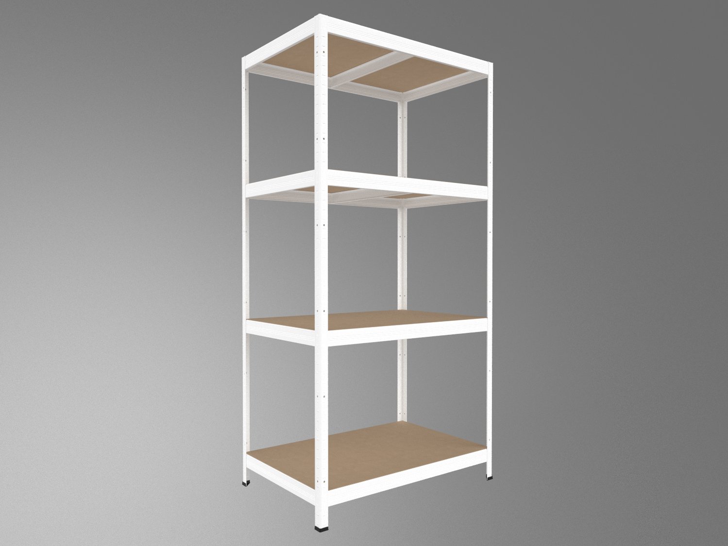 Kovový regál policový Biedrax 60 x 90 x 180 cm, biely - 4 police MDF