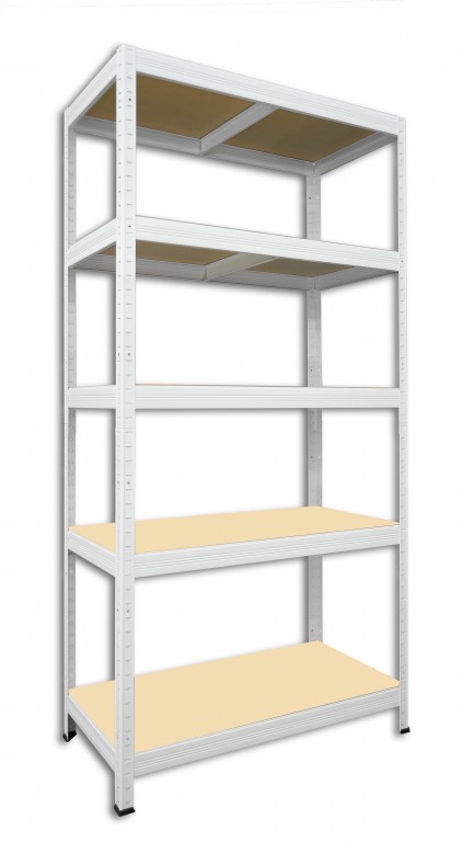 Kovový regál policový Biedrax 60 x 90 x 180 cm, biely - 5 políc MDF