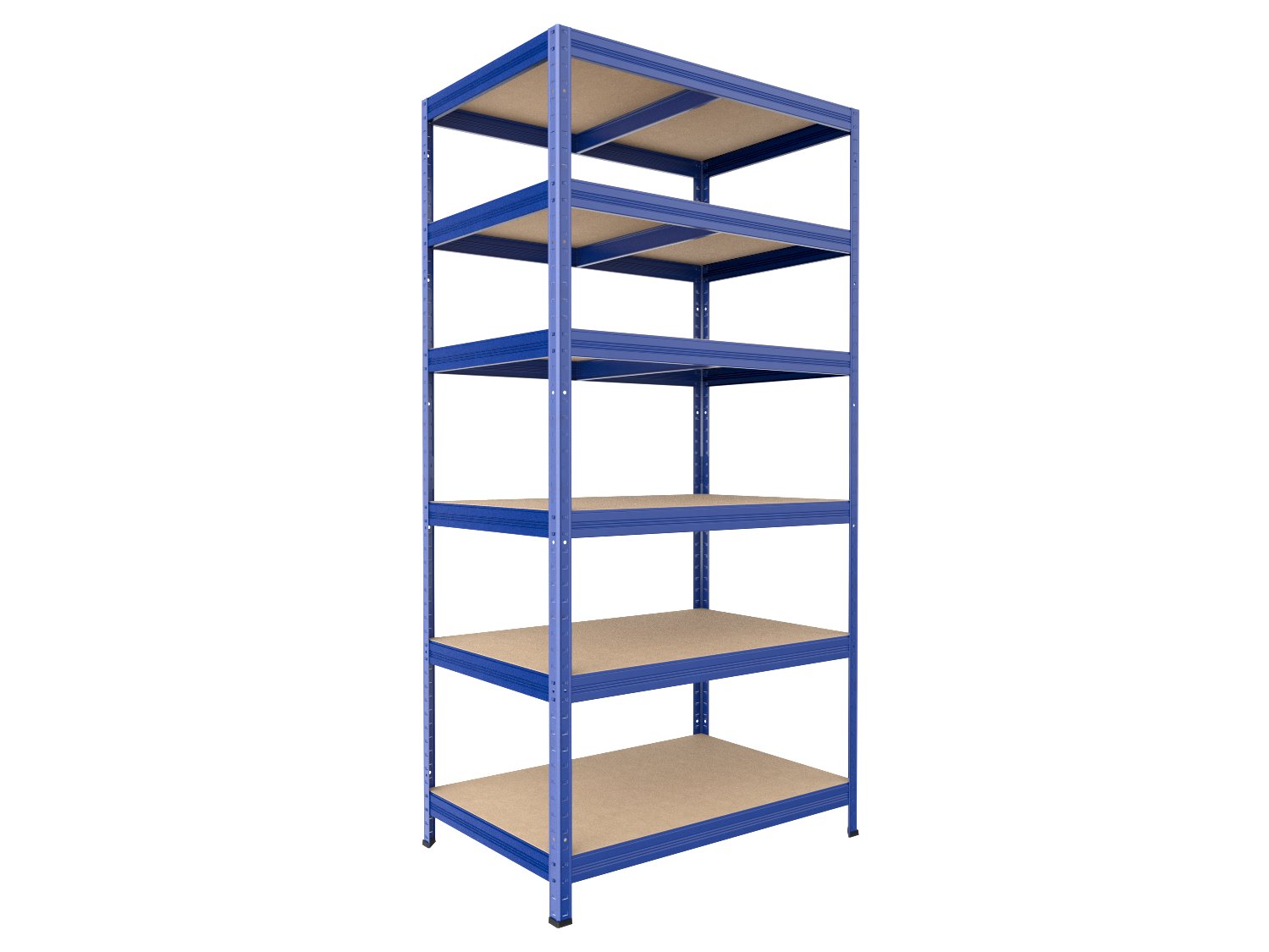 Kovový regál policový Biedrax 60 x 90 x 210 cm, modrý - 6 políc MDF