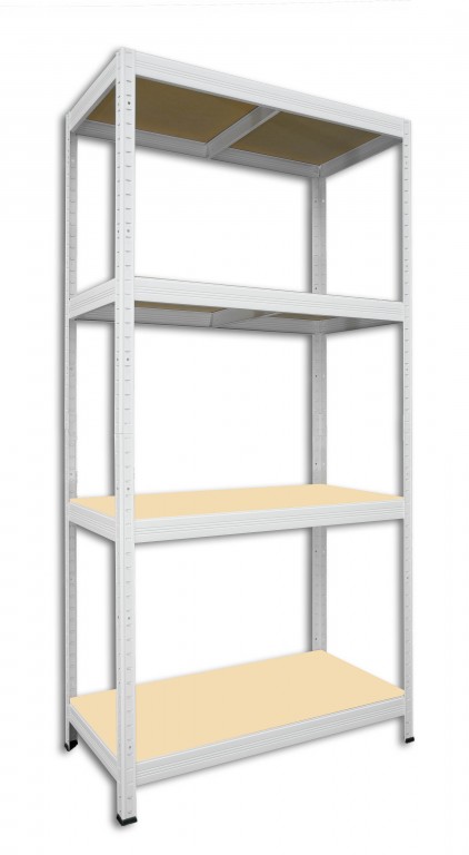Kovový regál policový Biedrax 35 x 90 x 180 cm, biely - 4 police MDF