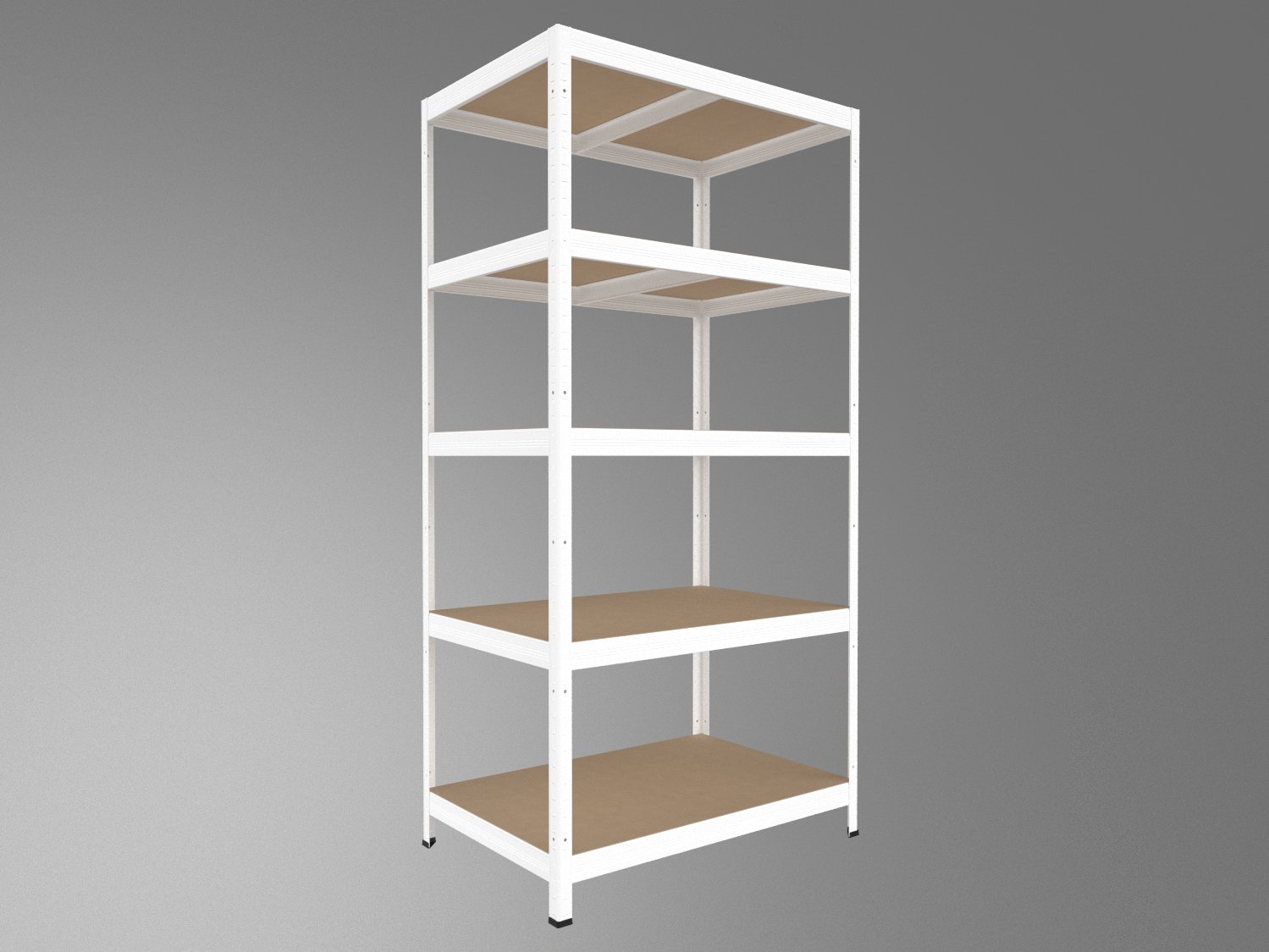 Kovový regál policový Biedrax 35 x 90 x 180 cm, biely - 5 políc MDF