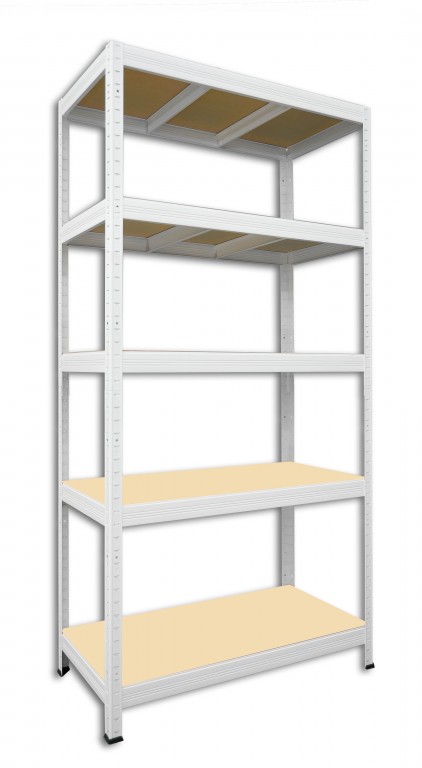 Kovový regál policový Biedrax 60 x 90 x 180 cm, biely - 5 políc MDF, 275kg