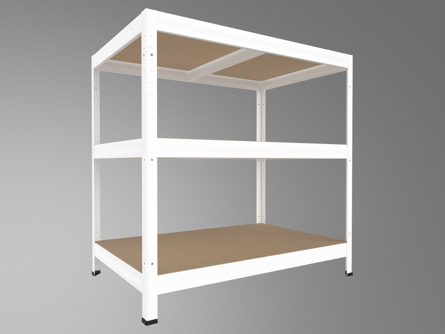 Kovový regál policový Biedrax 45 x 90 x 120 cm, biely - 3 police MDF